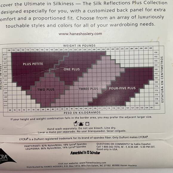 Hanes Vintage Plus Silk Reflections Wedgewood Blue Control Top Pantyhose 00P16 - Picture 5 of 7
